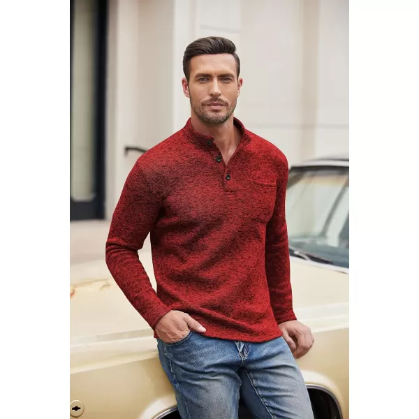 COOFANDY Men's Casual Henley Pullover Sweatshirt Thermal Fleece Slim Fit Sweater