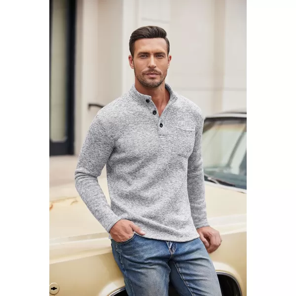 COOFANDY Men's Casual Henley Pullover Sweatshirt Thermal Fleece Slim Fit Sweater