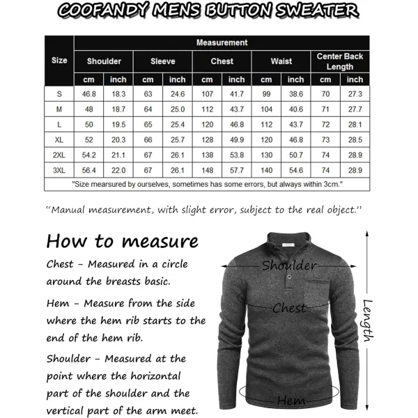 COOFANDY Men's Casual Henley Pullover Sweatshirt Thermal Fleece Slim Fit Sweater