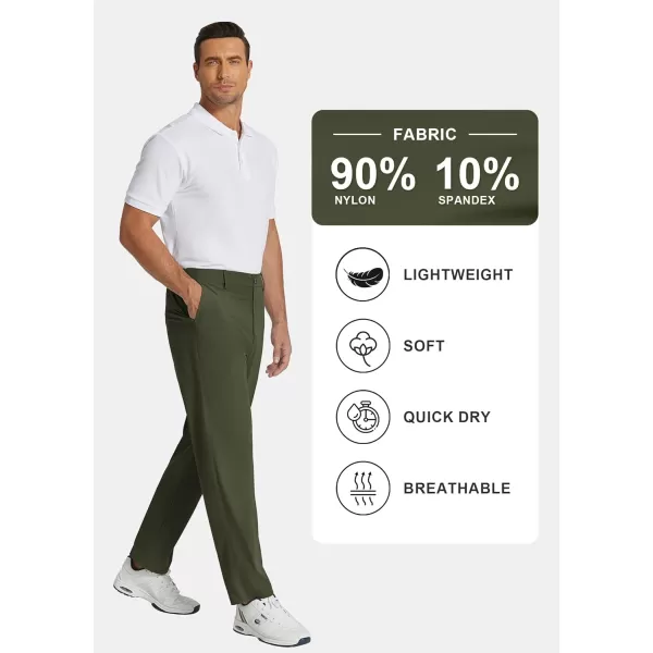 COOFANDY Men's Casual Pants Classic Fit Flat Front Pants Lightweight Elastic Waist Golf Trousers with Pockets