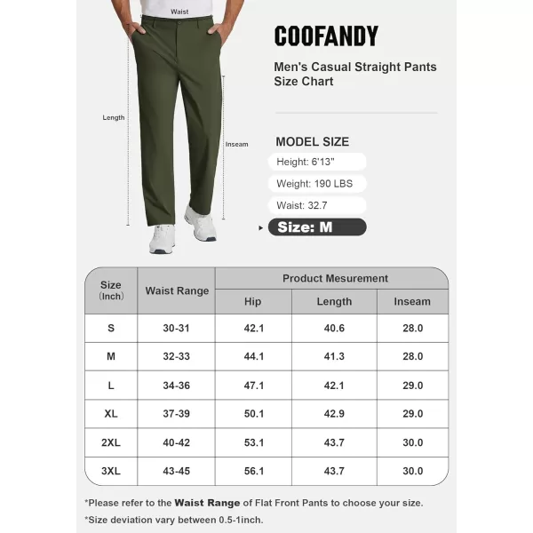 COOFANDY Men's Casual Pants Classic Fit Flat Front Pants Lightweight Elastic Waist Golf Trousers with Pockets