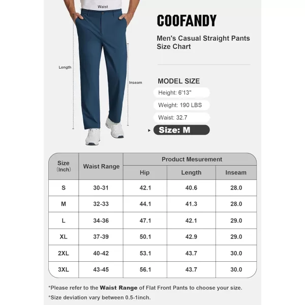 COOFANDY Men's Casual Pants Classic Fit Flat Front Pants Lightweight Elastic Waist Golf Trousers with Pockets