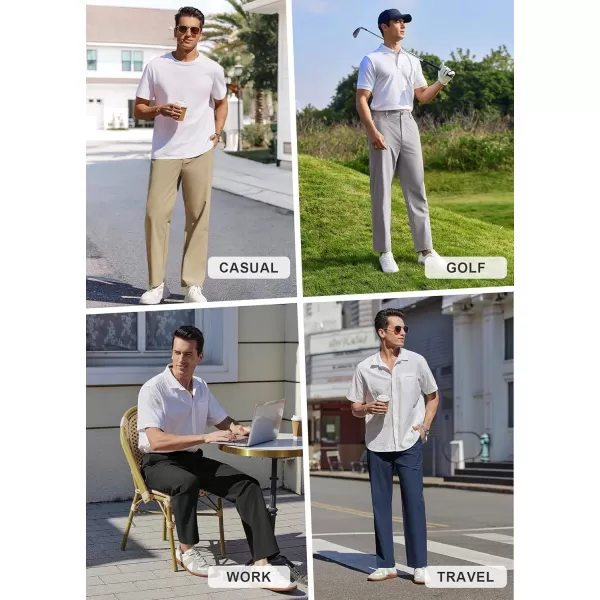 COOFANDY Men's Casual Pants Classic Fit Flat Front Pants Lightweight Elastic Waist Golf Trousers with Pockets