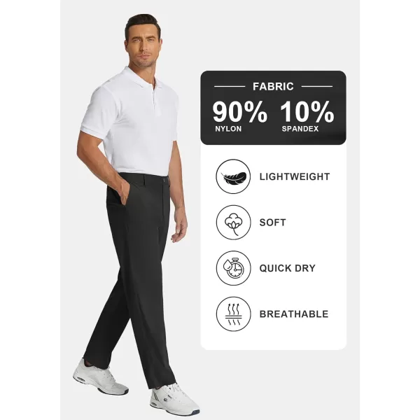 COOFANDY Men's Casual Pants Classic Fit Flat Front Pants Lightweight Elastic Waist Golf Trousers with Pockets