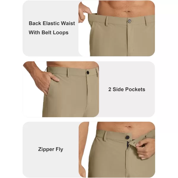 COOFANDY Men's Casual Pants Classic Fit Flat Front Pants Lightweight Elastic Waist Golf Trousers with Pockets