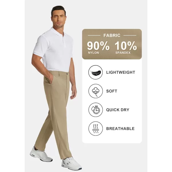 COOFANDY Men's Casual Pants Classic Fit Flat Front Pants Lightweight Elastic Waist Golf Trousers with Pockets