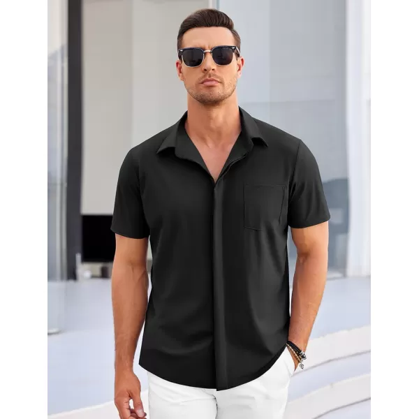 COOFANDY Men's Casual Short Sleeve Button Down Shirt Summer Wrinkle Free Stretch Untucked Dress Shirts