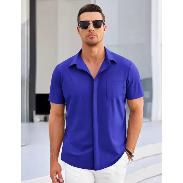 COOFANDY Men's Casual Short Sleeve Button Down Shirt Summer Wrinkle Free Stretch Untucked Dress Shirts