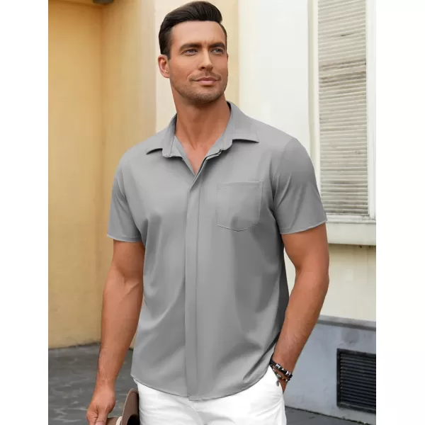 COOFANDY Men's Casual Short Sleeve Button Down Shirt Summer Wrinkle Free Stretch Untucked Dress Shirts