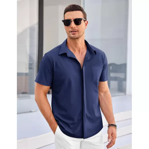 COOFANDY Men's Casual Short Sleeve Button Down Shirt Summer Wrinkle Free Stretch Untucked Dress Shirts