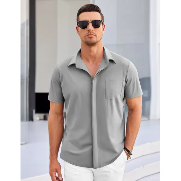 COOFANDY Men's Casual Short Sleeve Button Down Shirt Summer Wrinkle Free Stretch Untucked Dress Shirts
