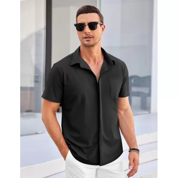 COOFANDY Men's Casual Short Sleeve Button Down Shirt Summer Wrinkle Free Stretch Untucked Dress Shirts