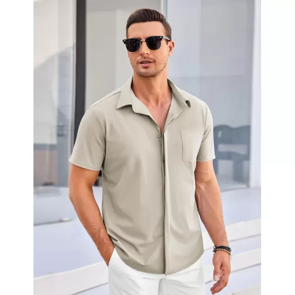 COOFANDY Men's Casual Short Sleeve Button Down Shirt Summer Wrinkle Free Stretch Untucked Dress Shirts