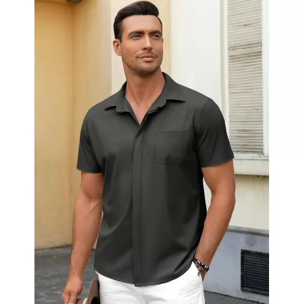 COOFANDY Men's Casual Short Sleeve Button Down Shirt Summer Wrinkle Free Stretch Untucked Dress Shirts
