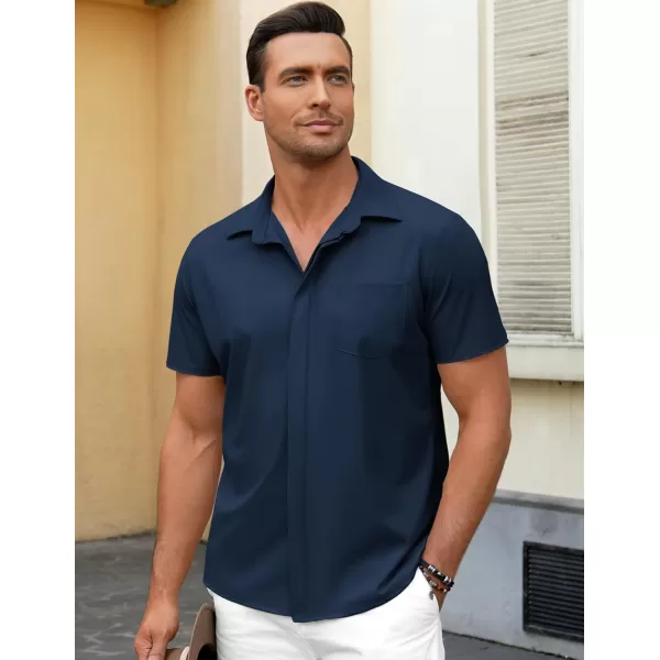 COOFANDY Men's Casual Short Sleeve Button Down Shirt Summer Wrinkle Free Stretch Untucked Dress Shirts