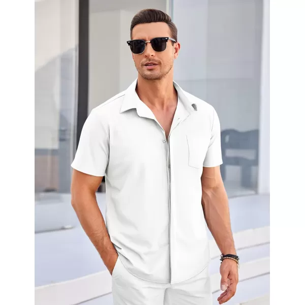 COOFANDY Men's Casual Short Sleeve Button Down Shirt Summer Wrinkle Free Stretch Untucked Dress Shirts