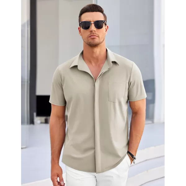 COOFANDY Men's Casual Short Sleeve Button Down Shirt Summer Wrinkle Free Stretch Untucked Dress Shirts