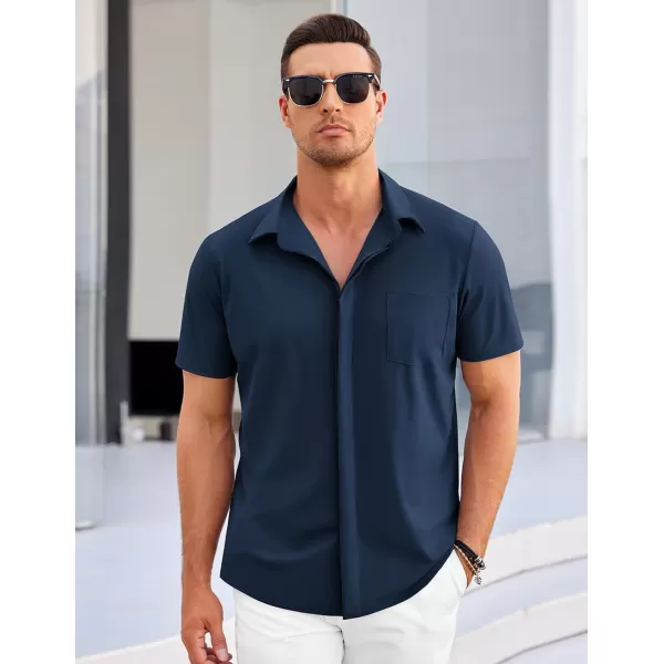 COOFANDY Men's Casual Short Sleeve Button Down Shirt Summer Wrinkle Free Stretch Untucked Dress Shirts