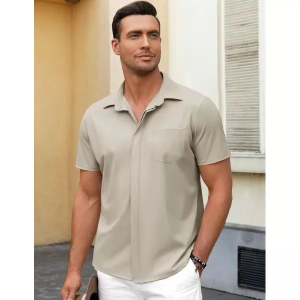 COOFANDY Men's Casual Short Sleeve Button Down Shirt Summer Wrinkle Free Stretch Untucked Dress Shirts