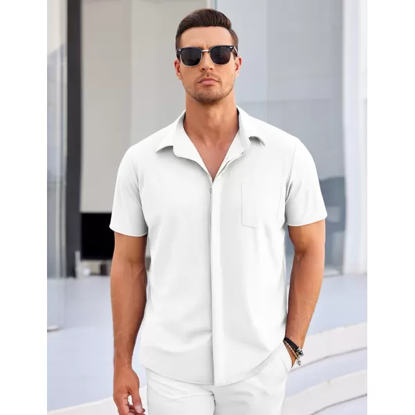 COOFANDY Men's Casual Short Sleeve Button Down Shirt Summer Wrinkle Free Stretch Untucked Dress Shirts