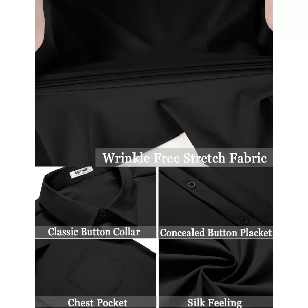 COOFANDY Men's Casual Short Sleeve Button Down Shirt Summer Wrinkle Free Stretch Untucked Dress Shirts