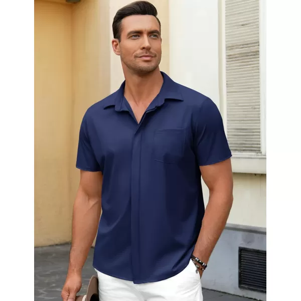 COOFANDY Men's Casual Short Sleeve Button Down Shirt Summer Wrinkle Free Stretch Untucked Dress Shirts