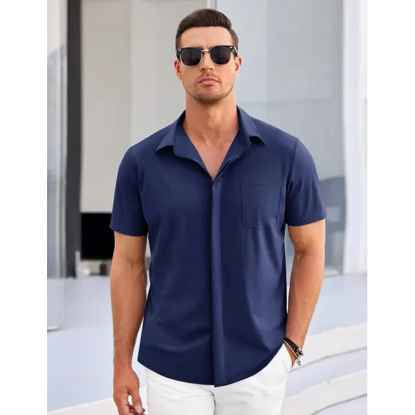 COOFANDY Men's Casual Short Sleeve Button Down Shirt Summer Wrinkle Free Stretch Untucked Dress Shirts
