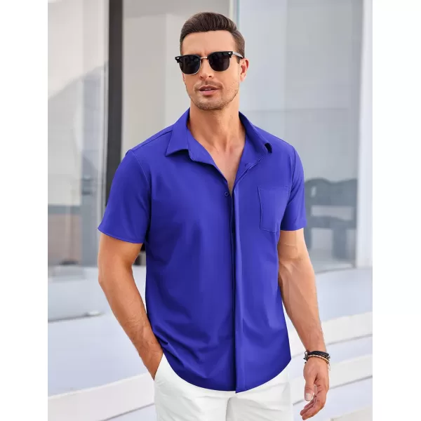COOFANDY Men's Casual Short Sleeve Button Down Shirt Summer Wrinkle Free Stretch Untucked Dress Shirts