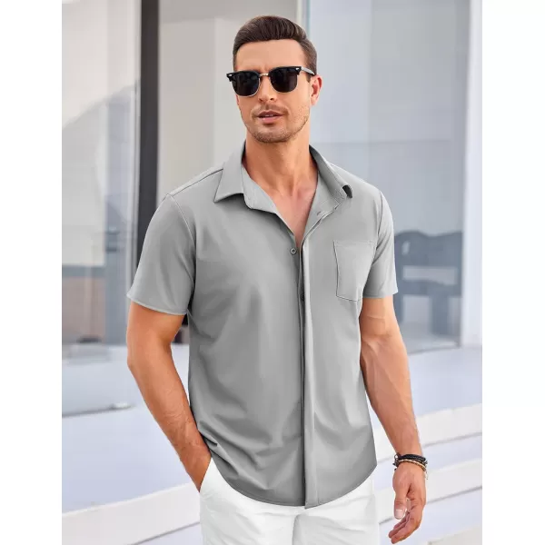 COOFANDY Men's Casual Short Sleeve Button Down Shirt Summer Wrinkle Free Stretch Untucked Dress Shirts