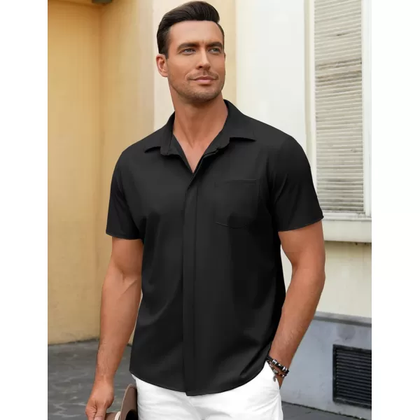 COOFANDY Men's Casual Short Sleeve Button Down Shirt Summer Wrinkle Free Stretch Untucked Dress Shirts
