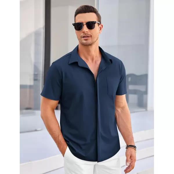COOFANDY Men's Casual Short Sleeve Button Down Shirt Summer Wrinkle Free Stretch Untucked Dress Shirts