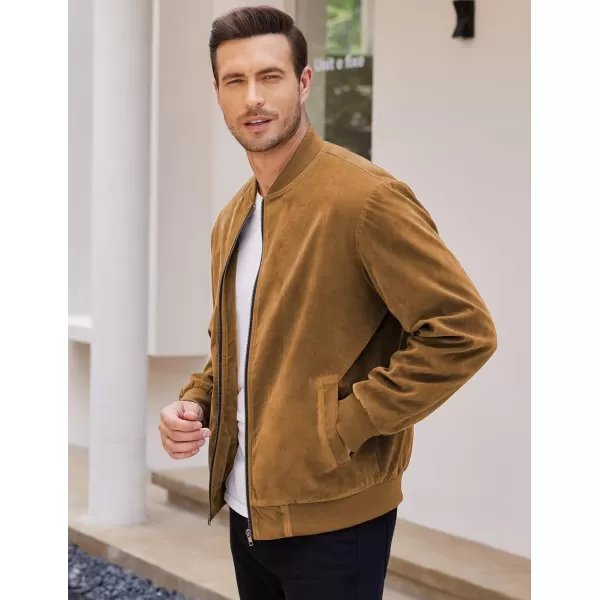COOFANDY Men's Casual Varsity Jacket Vintage Lightweight Suede Bomber Jackets