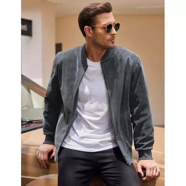 COOFANDY Men's Casual Varsity Jacket Vintage Lightweight Suede Bomber Jackets