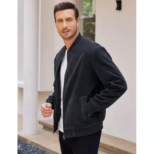 COOFANDY Men's Casual Varsity Jacket Vintage Lightweight Suede Bomber Jackets
