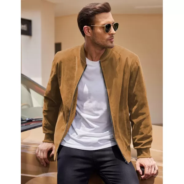 COOFANDY Men's Casual Varsity Jacket Vintage Lightweight Suede Bomber Jackets
