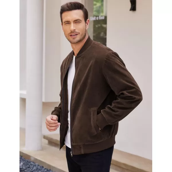 COOFANDY Men's Casual Varsity Jacket Vintage Lightweight Suede Bomber Jackets