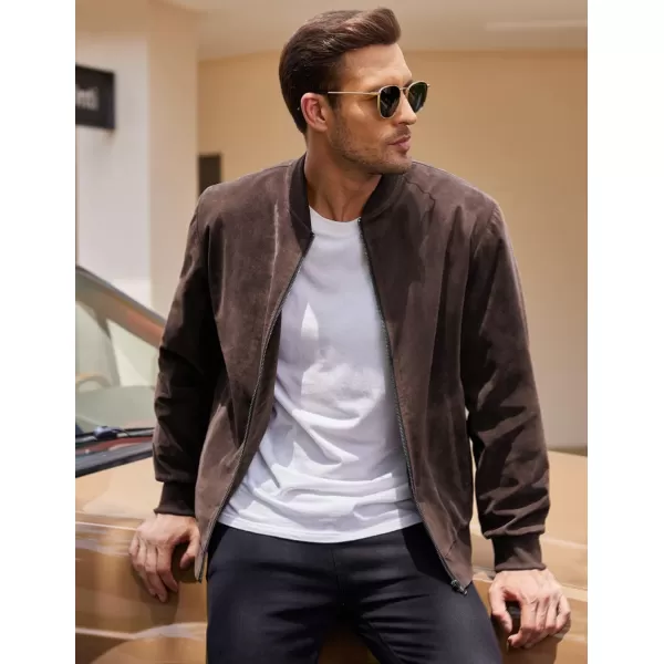 COOFANDY Men's Casual Varsity Jacket Vintage Lightweight Suede Bomber Jackets