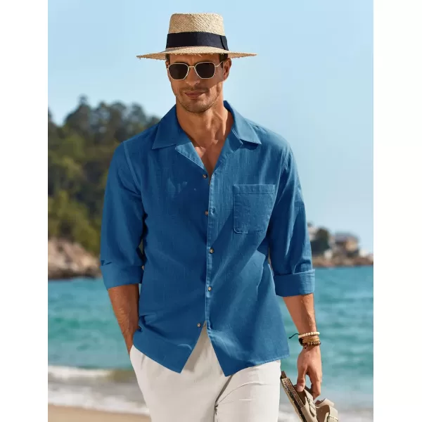 COOFANDY Men's Cotton Linen Shirts Long Sleeve Casual Buttton Down Shirts Beach Top