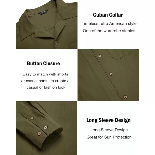 COOFANDY Men's Cotton Linen Shirts Long Sleeve Casual Buttton Down Shirts Beach Top