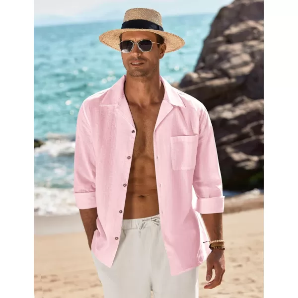 COOFANDY Men's Cotton Linen Shirts Long Sleeve Casual Buttton Down Shirts Beach Top
