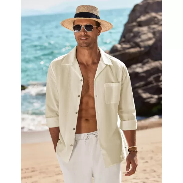 COOFANDY Men's Cotton Linen Shirts Long Sleeve Casual Buttton Down Shirts Beach Top