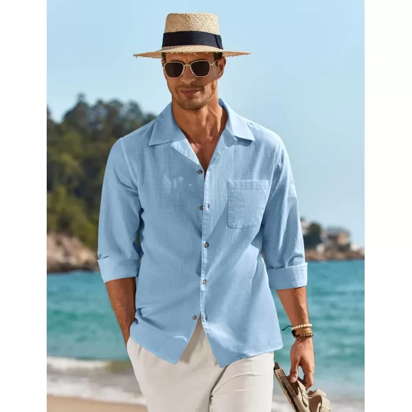 COOFANDY Men's Cotton Linen Shirts Long Sleeve Casual Buttton Down Shirts Beach Top