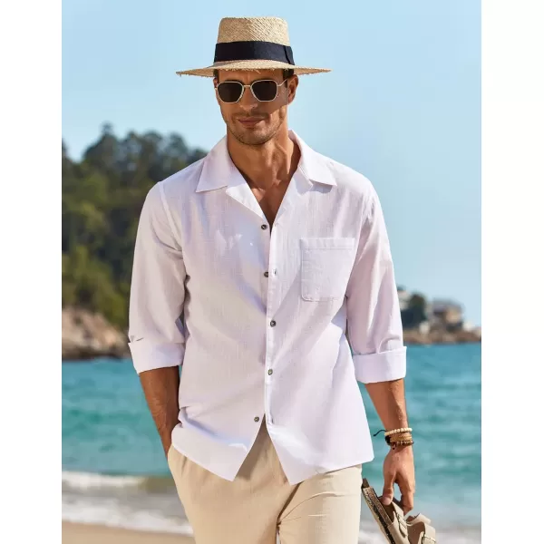 COOFANDY Men's Cotton Linen Shirts Long Sleeve Casual Buttton Down Shirts Beach Top