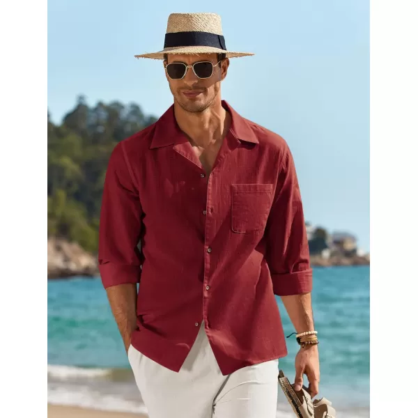 COOFANDY Men's Cotton Linen Shirts Long Sleeve Casual Buttton Down Shirts Beach Top