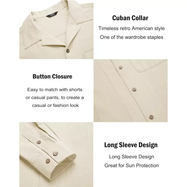 COOFANDY Men's Cotton Linen Shirts Long Sleeve Casual Buttton Down Shirts Beach Top