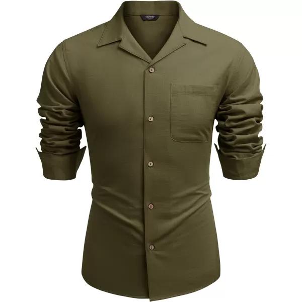 COOFANDY Men's Cotton Linen Shirts Long Sleeve Casual Buttton Down Shirts Beach Top