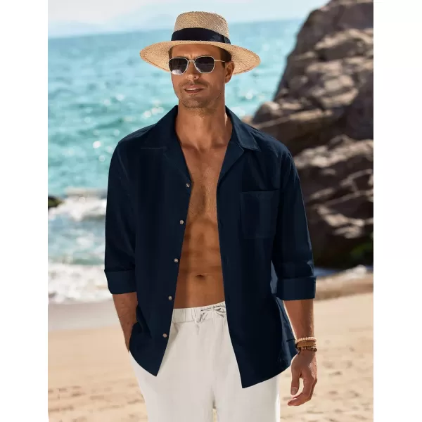 COOFANDY Men's Cotton Linen Shirts Long Sleeve Casual Buttton Down Shirts Beach Top