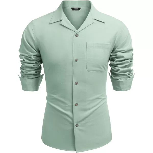 COOFANDY Men's Cotton Linen Shirts Long Sleeve Casual Buttton Down Shirts Beach Top