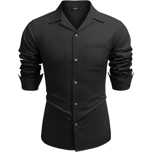 COOFANDY Men's Cotton Linen Shirts Long Sleeve Casual Buttton Down Shirts Beach Top