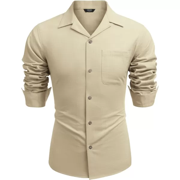 COOFANDY Men's Cotton Linen Shirts Long Sleeve Casual Buttton Down Shirts Beach Top